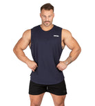 Mens Muscle Gym Singlet Tank Bodybuilding Workout Navy Blue Iron Tanks