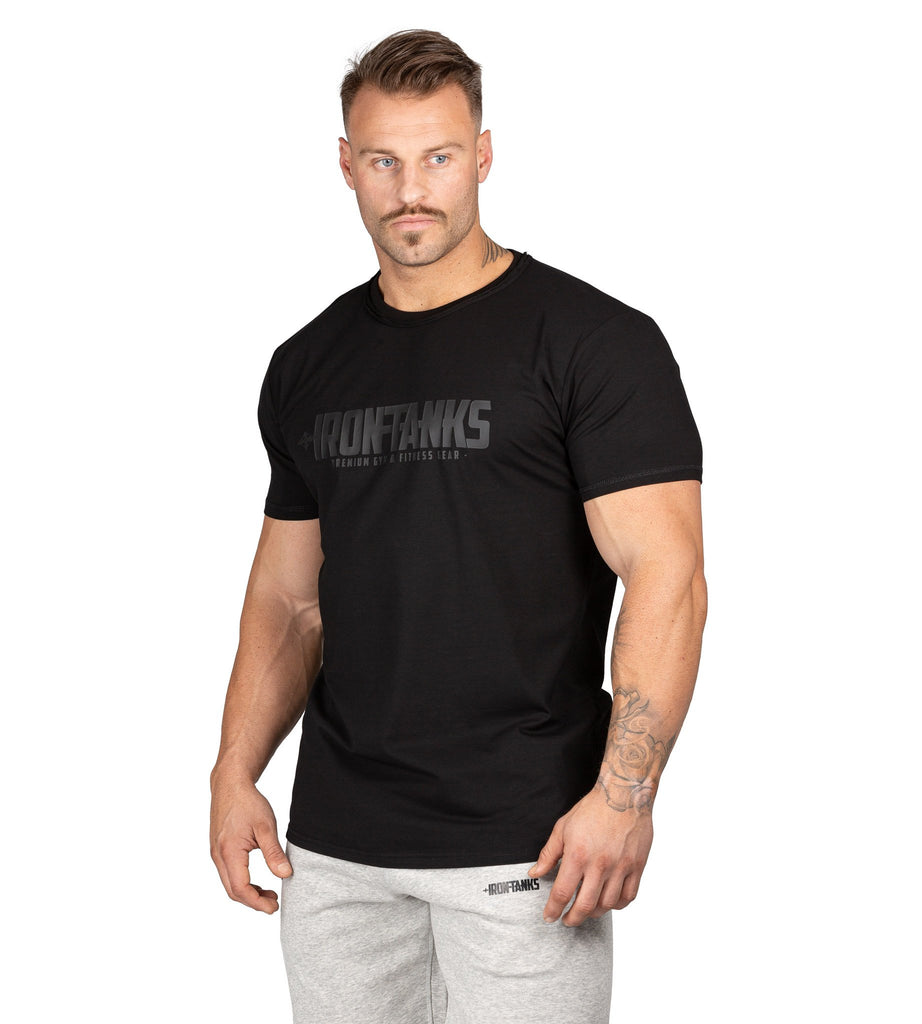 Mens Muscle Gym Tee Bodybuilding Workout T Shirt Black | Iron Tanks