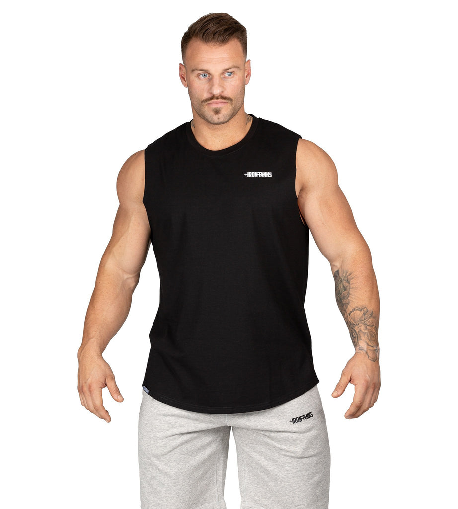 Mens Muscle Tank Black | Gym Bodybuilding Workout Singlet | Iron Tanks
