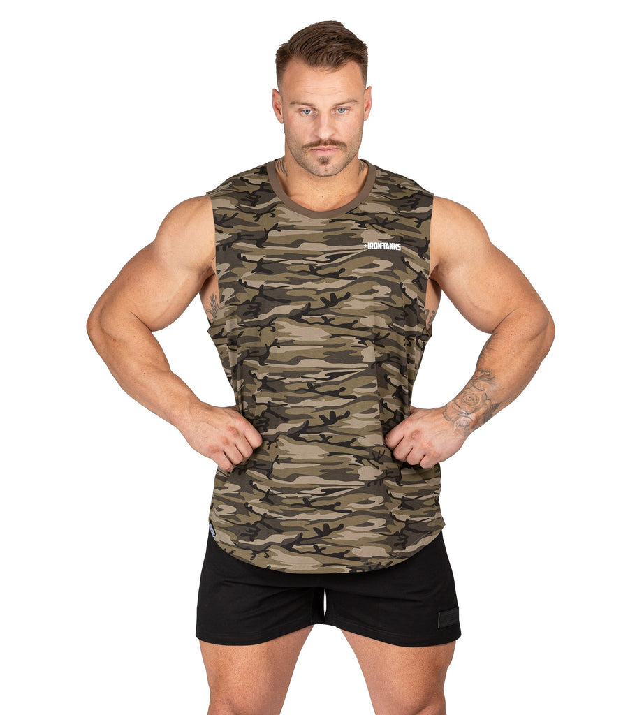 Mens Muscle Tank Camo Gym Bodybuilding Workout Singlet | Iron Tanks 