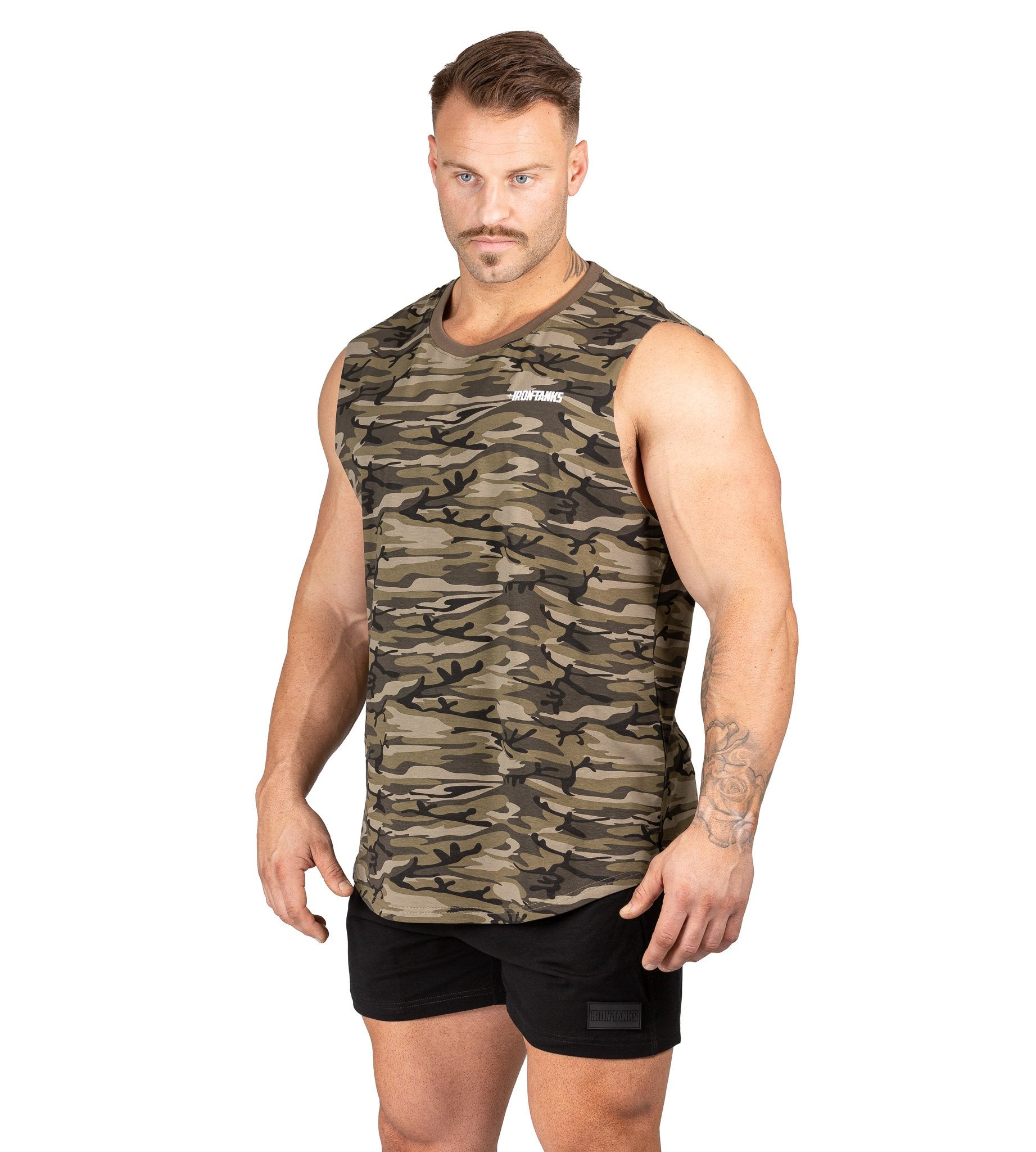 Mens Muscle Tank Camo Gym Bodybuilding Workout Singlet | Iron Tanks 