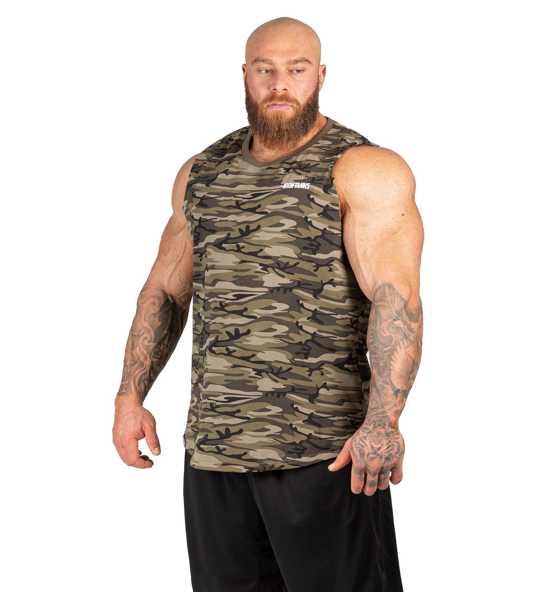 Mens Muscle Tank Camo Gym Bodybuilding Workout Singlet | Iron Tanks 