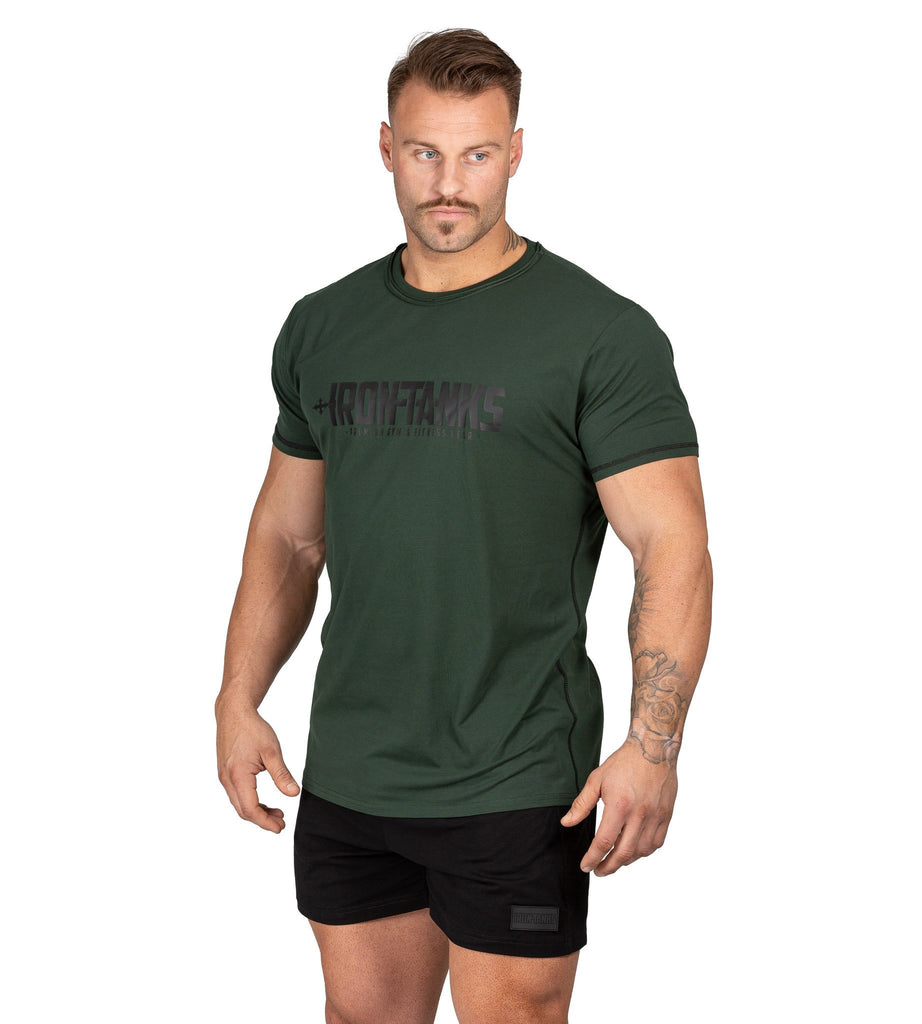 Mens Muscle Tee Bodybuilding Workout Gym Green Khaki | Iron Tanks