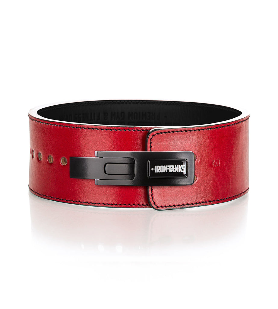 Quake 13mm Lever Powerlifting Belt Red Gym Weightlifting Iron Tanks 